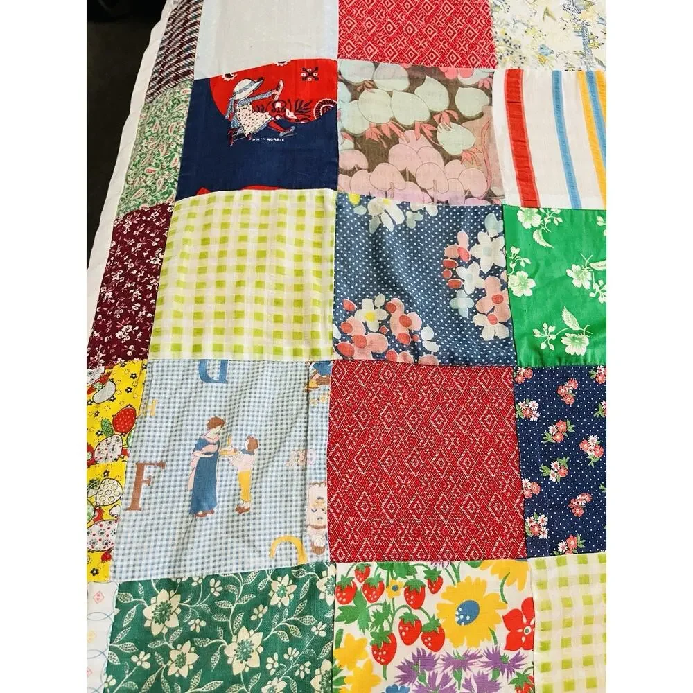 Vintage Handmade Patchwork Double Sided Quilt 84 x 69